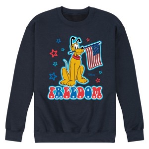 Men's - Disney - Pluto Freedom USA Flag with Red and Blue Stars Graphic Fleece Sweatshirt - 1 of 4