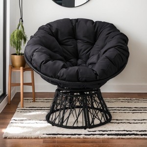 KTMBDW 38" Ergonomic Swivel Wicker Papasan Chair with Thick Tufted Cushions, 360 Degree Rotatable Chairs for Living Room, Bedroom, Reading Room - 1 of 4
