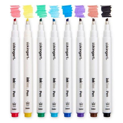 KINGART PRO Inkline Chisel Tip Pens 8 Colors