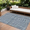 Navy Blue And Ivory Striped Washable Indoor Outdoor Area Rug - 2 of 4