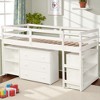 Low Twin Loft Bed with Rolling Desk, Cabinet, Bookshelf, and Storage Drawers, Pine Wood Frame - 3 of 4