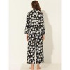 cheibear Women's Satin Floral Button Down Long Sleeve 2-Piece Lounge Set - 4 of 4