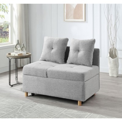 NicBex 4-in-1 Convertible Sleeper Chair,Folding Sofa Bed with 2 Pillows,Couches with 6 Position Adjustable Back for Living Room,Light Gray