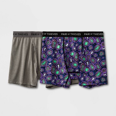 Pair Of Thieves Men's Super Fit Boxer Briefs 2pk - Purple/green Amoeba L :  Target