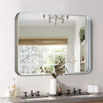 Neutypechic Metal Frame Rectangle Wall Mounted Mirror Decorative Wall Mirror - 50"x32", Silver