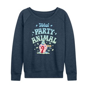 Women's - Spongebob Squarepants - Total Party Animal Lightweight French Terry Wide Neck Long Sleeve Graphic Shirt - 1 of 4