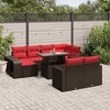 vidaXL 11 Piece Garden Sofa Set with Cushions Poly Rattan - Brown Glass - 2 of 4