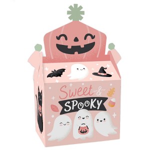 Big Dot of Happiness Pastel Halloween - Treat Box Party Favors - Pink Pumpkin Party Goodie Gable Boxes - Set of 12 - 1 of 4