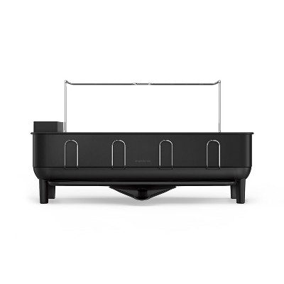 Matte Black Stainless Steel Frame Dishrack with Wine Glass Holder