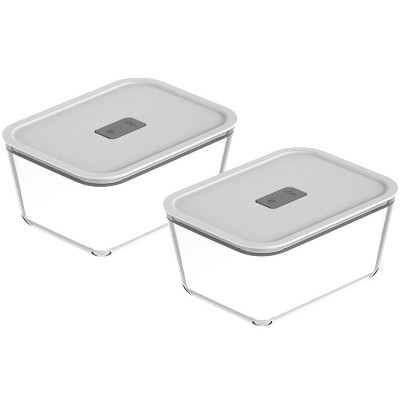 OU Glass Food Storage Container Set 4pc (set of 2) Microwave, Freezer & Dishwasher Safe, Airtight Leak Proof Lid with Microwave Valve, Stackable