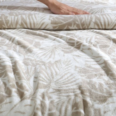 Costa Blanca Beige Reversible Fleece Throw Blanket 50" x 70"
