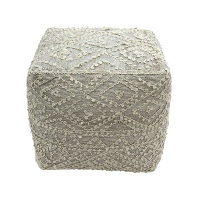 Zivon Handcrafted Boho Cube Pouf Gray/Beige - Christopher Knight Home