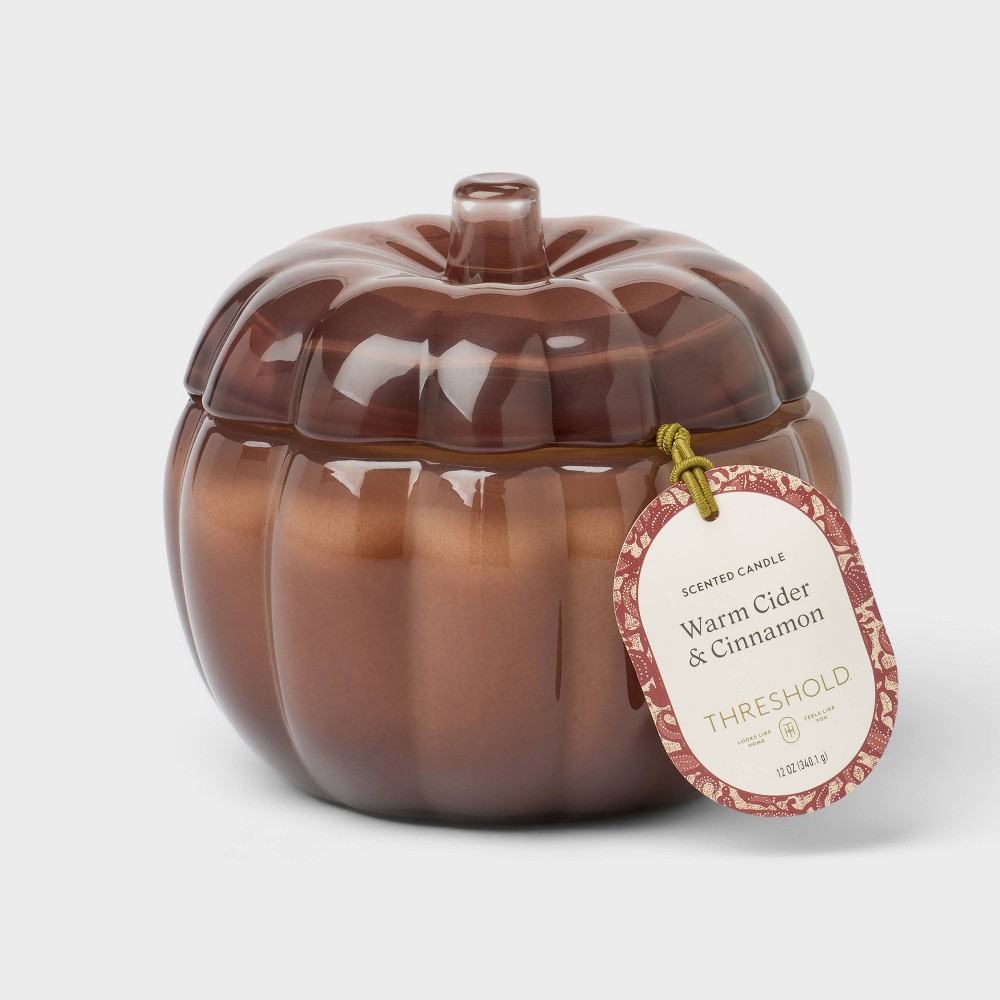2 Wick Medium Glass Fall Pumpkin Warm Cider and Cinnamon Jar Candle - Threshold™