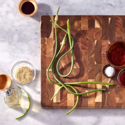 14x14 End Grain Acacia Wood Cutting Board Natural - Figmint