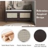Whisen Boho Entryway Storage Bench, Wooden Shoe Bench, Cushioned Bench with Double Doors - 3 of 4