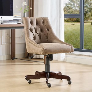 INFURNIC Task and Office Chairs Medieval Retro Style Swivel Reclining Chair with Lift and Comfort Support, Brown, 22.7"*20.5"*33.7" - 1 of 4