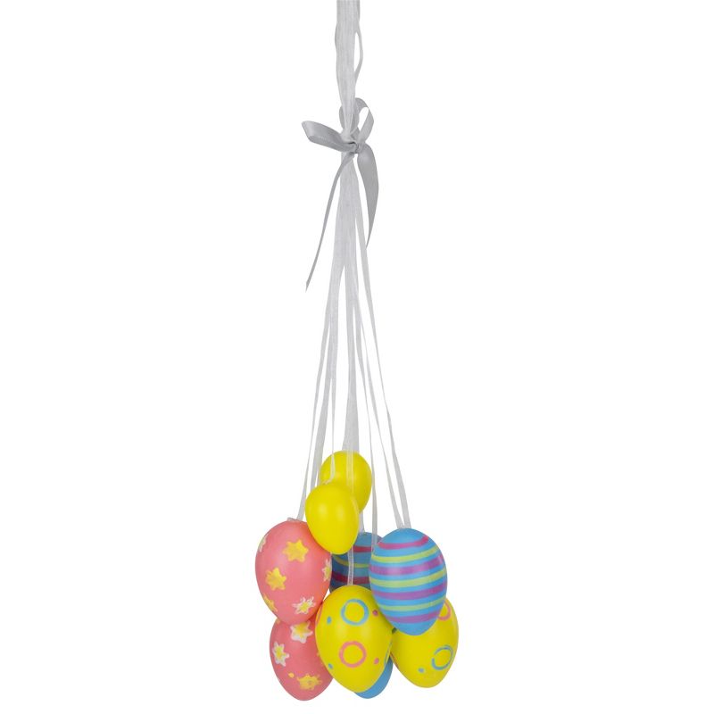 Northlight 17" Floral Striped Spring Easter Egg Cluster Hanging Decoration - White/Yellow, 4 of 6