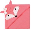 Hudson Baby Infant Girl Cotton Rich Hooded Towels, Girl Fox, One Size - 3 of 4