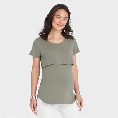 Short Sleeve V-neck Maternity T-shirt - Isabel Maternity By Ingrid & Isabel™  Beige L : Target