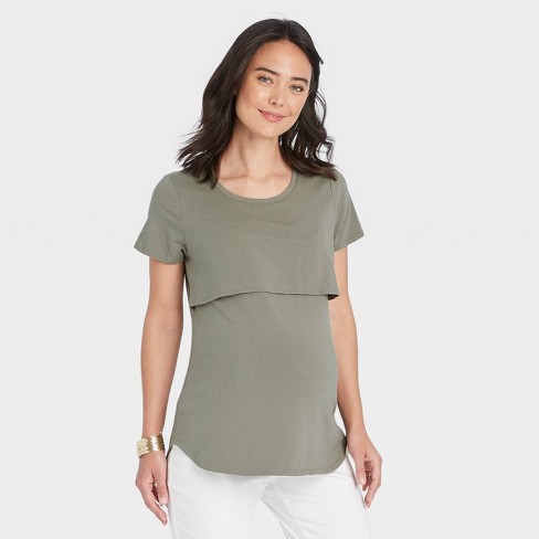 Short Sleeve Nursing Maternity T-Shirt - Isabel Maternity by Ingrid &  Isabel™ Olive Green XS