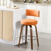 Bekrvio 26" Swivel Counter Height Bar Stools, Faux Leather Upholstered with Back, Walnut Wood Legs, Mid Century Kitchen Island Counter Chairs - 2 of 4