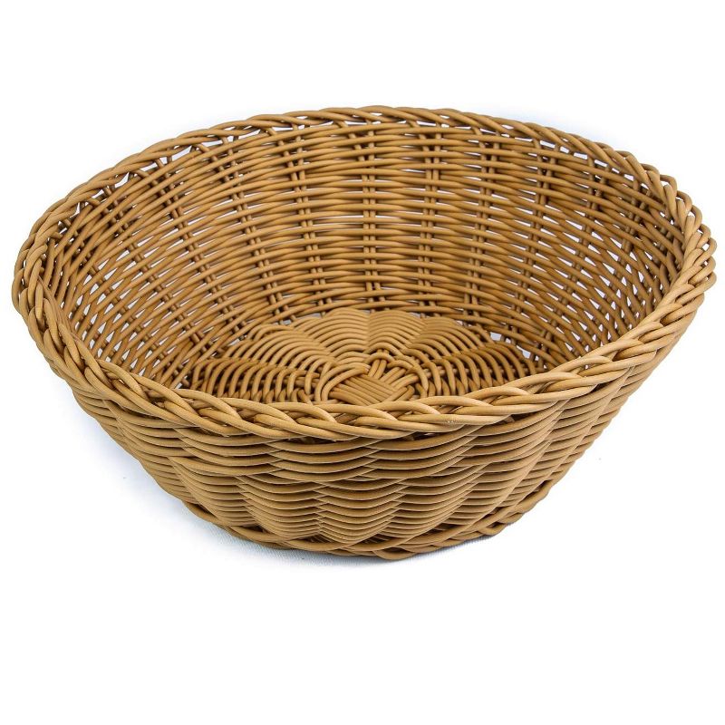 KOVOT Set of 2 Wicker Round Baskets - 10.5"D x 4"H Woven Polypropylene Basket – For Bread, Food Display and Serving – Snack Organizer Basket, 4 of 6