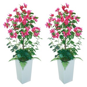 2Pack Artificial Bougainvillea Tree with Flowers, 4FT Faux Plants in Potted Indoor Bougainvillea Plant, Blooming Topiary Tree Lifelike Faux Plants - 1 of 4
