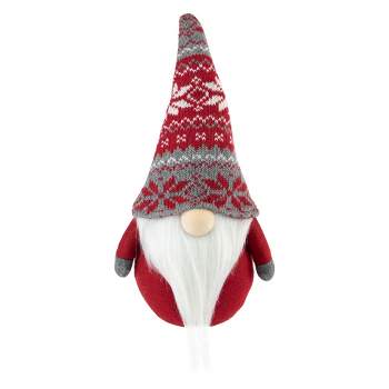 Northlight 12" Red and Gray Standing Gnome with Nordic Hat Christmas Decoration