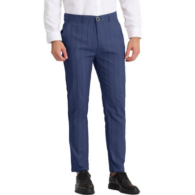 Lars Amadeus Men's Casual Striped Slim Fit Flat Front Contrast Color Trousers