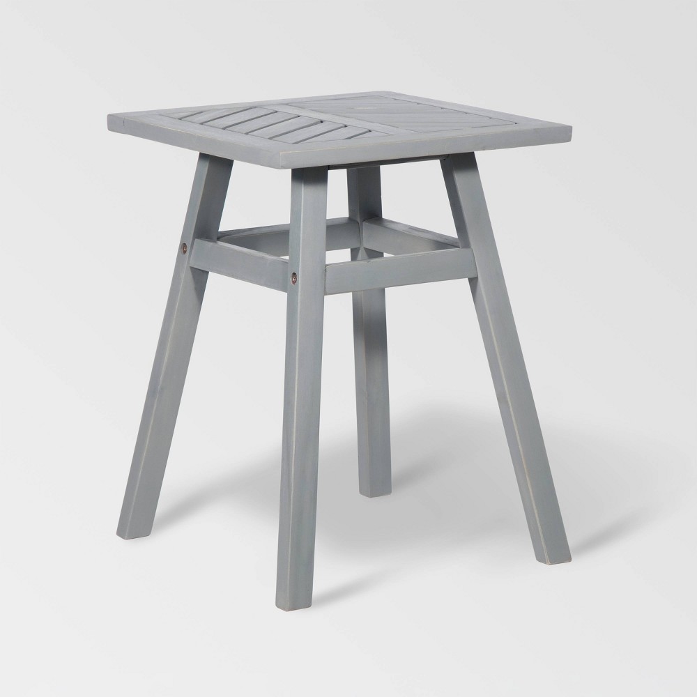 Coro Chevron Slatted Patio Side Table – Gray Wash – Saracina Home