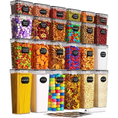 24-PCS Airtight Food Storage Canisters, BPA/PVC-Free, Includes Labels & Marker