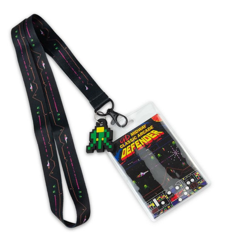Crowded Coop, LLC Midway Arcade Games Lanyard w/ ID Holder & Charm - Defender, 3 of 8
