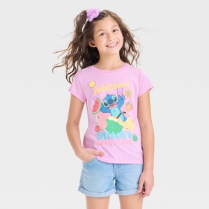 Girls' Stitch's Juice Stand Short Sleeve Graphic T-Shirt - Purple - 1 of 4