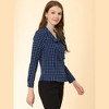 Allegra K Women's Work Elegant Bow Tie Neck Puff Long Sleeve Plaid Shirt - 4 of 4