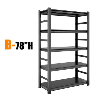 Vynxaria Heavy Duty 5-Tier Utility Storage Shelves - Adjustable Metal Rack for Kitchen and Garage, H78 x W47.2 x D18 Inches