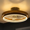 Rennnsan Wavelle 19"W Wheel Wooden Classic LED Dimmable Flush Mount Ceiling Fan in Black - 4 of 4