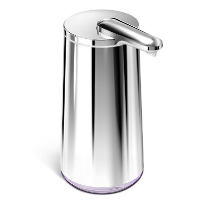 simplehuman 10oz Rechargeable Stainless Steel Sensor Pump Automatic Foam Soap Dispenser with Refillable Cartridge 