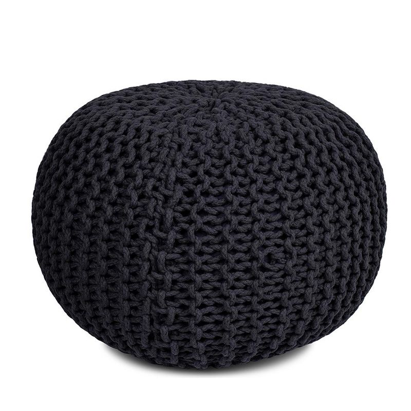 BirdRock Home Round Pouf Foot Stool Ottoman - Charcoal Grey, 1 of 6
