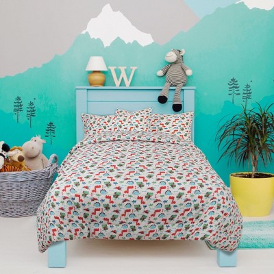 5 Pcs Full Microfiber All-season for Kids Dinosaur Monster Pattern Comforter Bedding Sets Multicolored - PiccoCasa