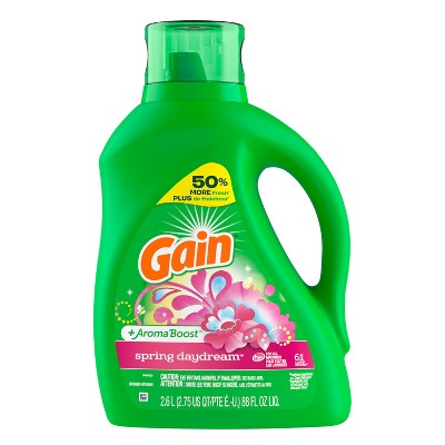 Gain + Aroma Boost Liquid Laundry Detergent, Spring Daydream Scent, 61 Loads, 88 fl oz, HE Compatible