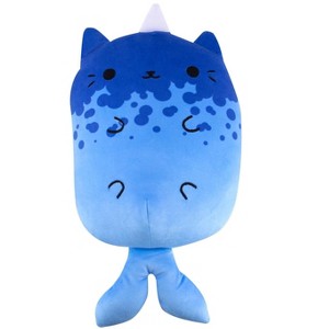 Cats vs Pickles – 8” Jumbo Plushie – Meeting Kitty Narwhal, the Darling Blue Narwhal Cat - 1 of 2