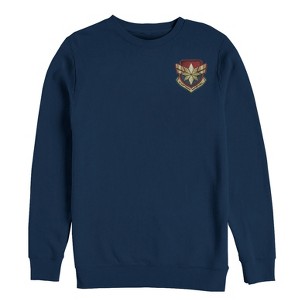 Men's Marvel Captain Marvel Star Symbol Woven Print Sweatshirt - 1 of 3