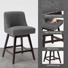 Arceso 26 Inch Bar Stools, 1pc Swivel Counter Stools with Back, Upholstered Barstools, Solid Wood Legs with Footrest - 4 of 4