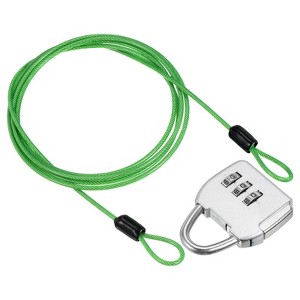 Unique Bargains Double Loop Luggage Security Steel Cable with 3-Digit Combination Lock - 1 of 4