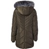 Sportoli Women Long Quilted Plush Lined Outerwear Puffer Jacket Winter Coat with Fur Hood - 3 of 4