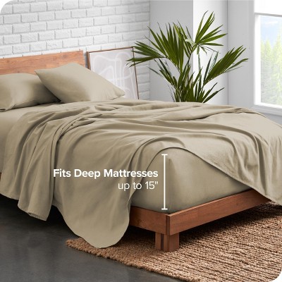 Twin Sand Organic Cotton Flannel Deep Pocket Sheet Set