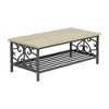 3-Piece Occasional Table Set Coffee Table and 2 End Tables Faux Marble Black Metal Finish Living Room Furniture - 2 of 4