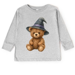 Watercolor Witchy Bear - Kids Toddler Long Sleeve Tee and Kids Youth Long Sleeve Tee - 1 of 2