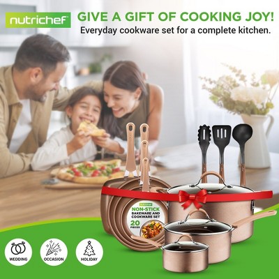 14-Piece Bronze Aluminum Non-Stick Cookware Set