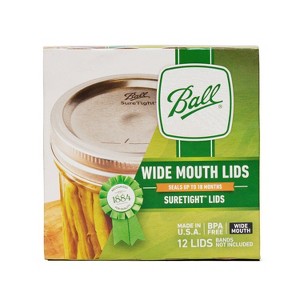 Ball 12pk Wide Mouth Mason Jar Lids Without Bands - 1 of 4